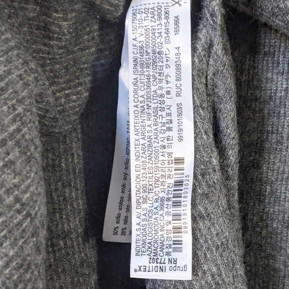 Zara Alpaca Blend Gray Cardigan Knit Sweater Belt Tie Slit Soft Cozy Size S - Picture 15 of 16